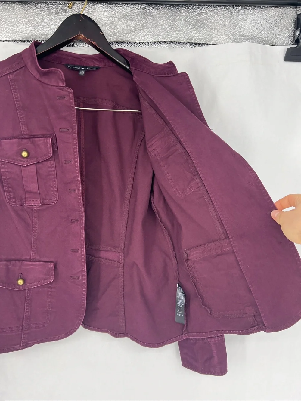 White House Black Market maroon Utility military Jacket - Picture 4 of 9